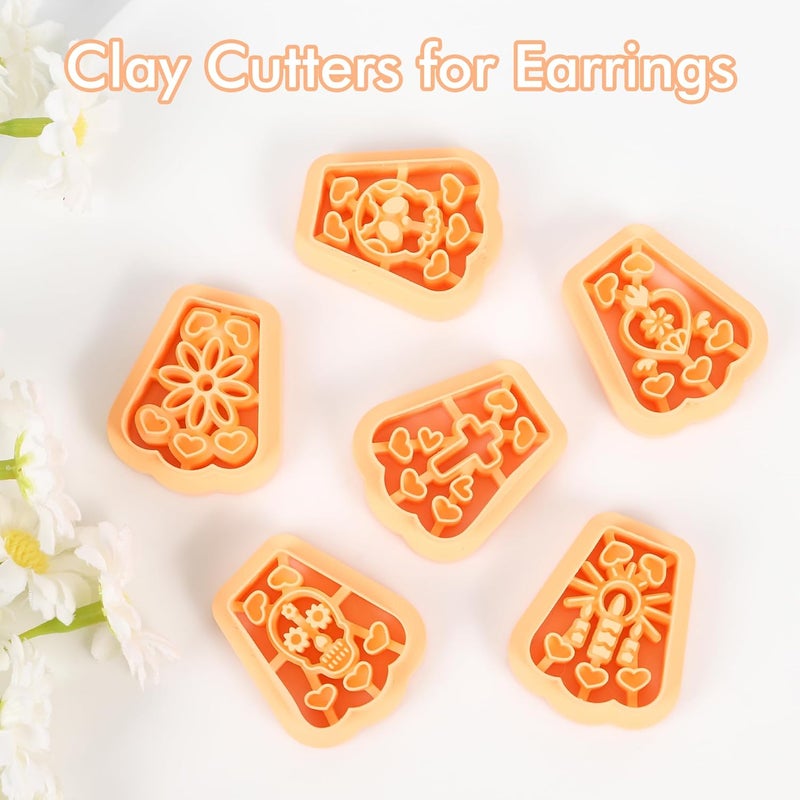 Puocaon Papel Picado Clay Cutters - 6 Pcs Mexican Day of The Dead Polymer Clay Cutters for Earrings Jewelry Making, Día de Muertos - Image 4